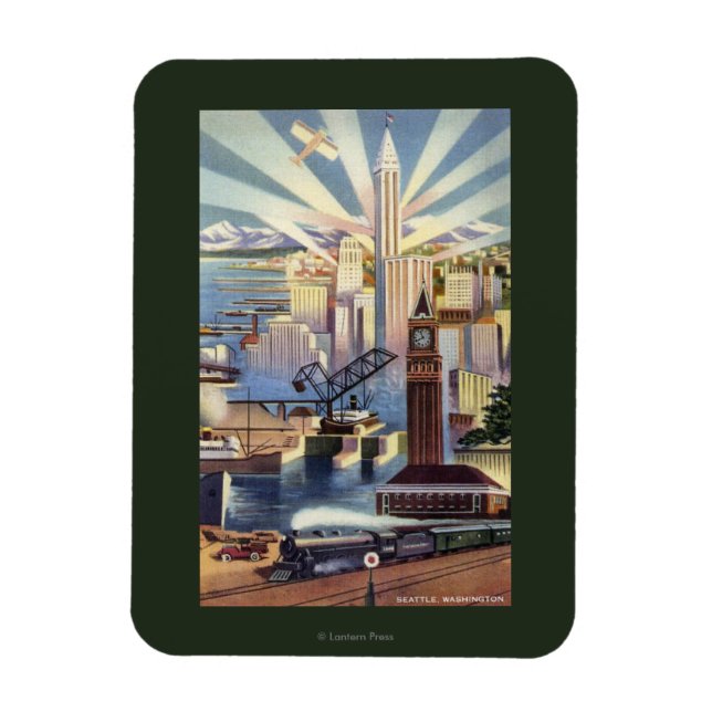Ímã Seattle, Washington - Vista do Centro (Vertical)