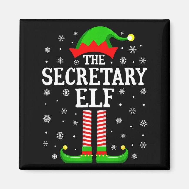 Imã Secretary Elf Funny Christmas Family Matching  (Frente)
