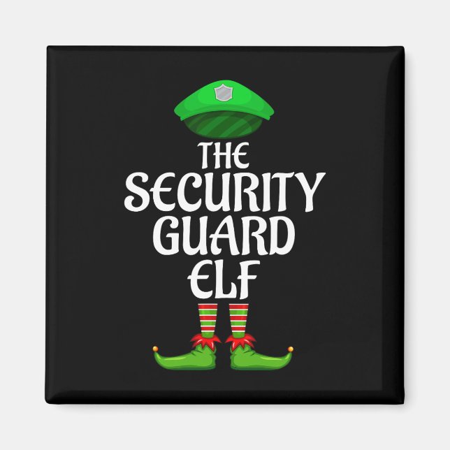 Imã Security Guard Elf Matching Family Group Christmas (Frente)