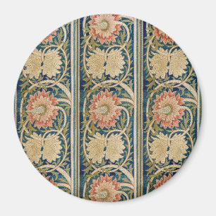 Imã Seda Floral Bordada Antiga William Morris Pink