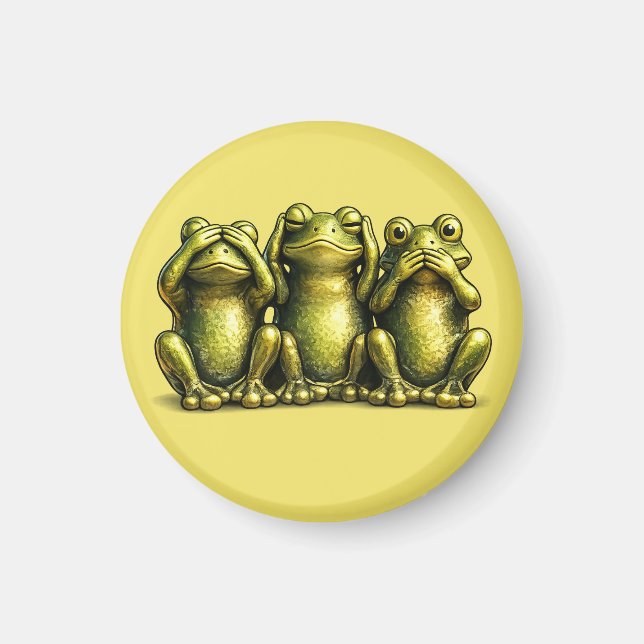Imã See Hear Speak No Evil Funny Frogs (Frente)