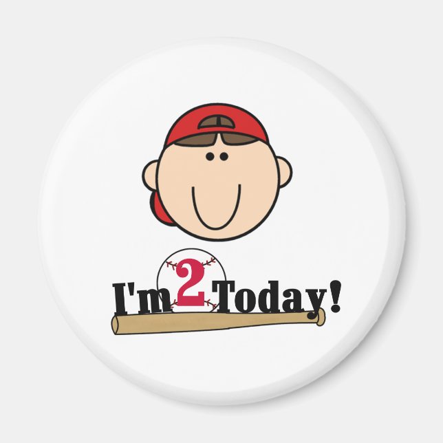 Imã Segundo aniversário Brunette Baseball (Frente)