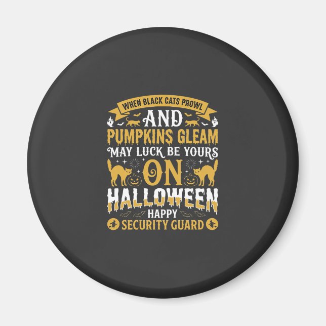 Imã Segurança Halloween Gatos Pretos e Abóboras D (Frente)