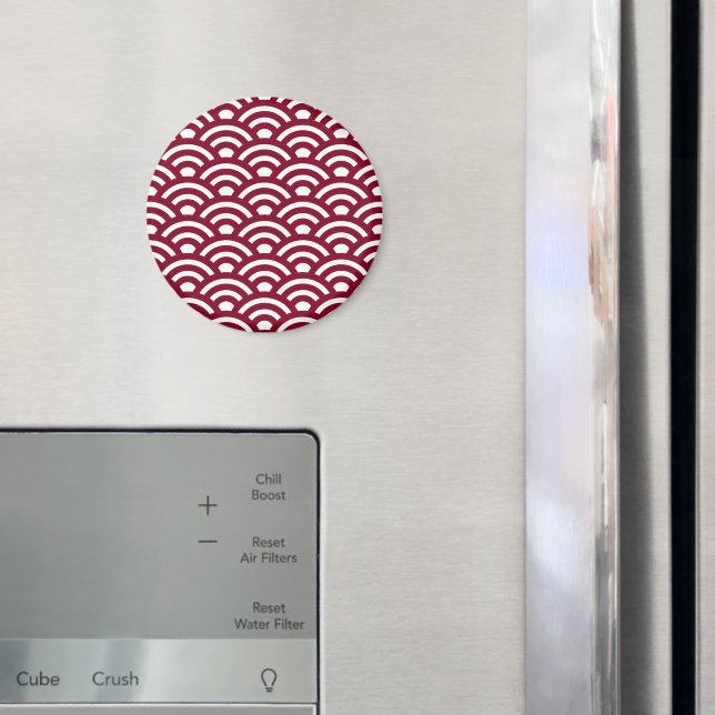 Imã Seigaiha, Ondas, Japonês, Burgundy e Branco (In Situ (Fridge))