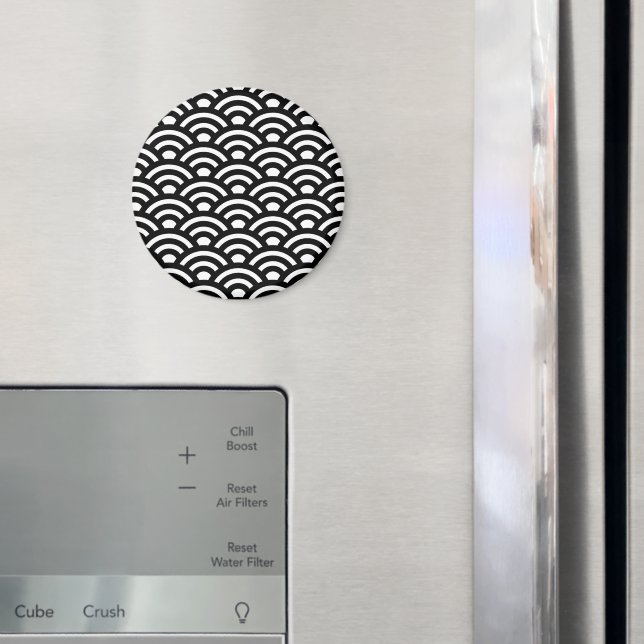 Imã Seigaiha, Ondas, Japonês, Preto e Branco (In Situ (Fridge))
