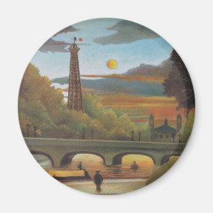 Imã Seine e Eiffel Tower no Sunset por Henri Rousseau