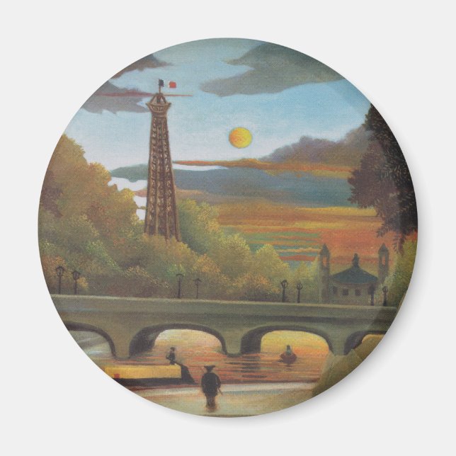 Imã Seine e Eiffel Tower no Sunset por Henri Rousseau (Frente)