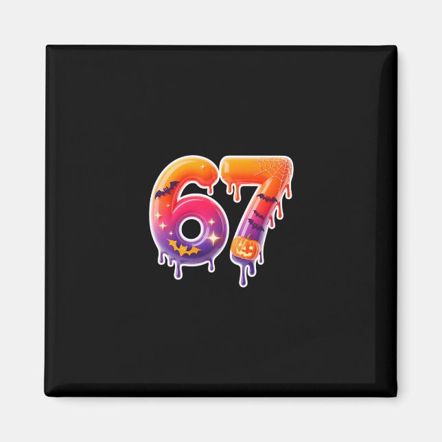 Imã Seis Sete 67 6 7 Design de Meme Sorvete Divertido  (Frente)