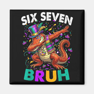 Imã Seis Sete 67 Cara Mardi Gras Jacaré Fazendo Dab Je