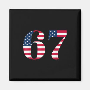 Imã Seis Sete 67 Meme Divertido Bandeira Americana dos