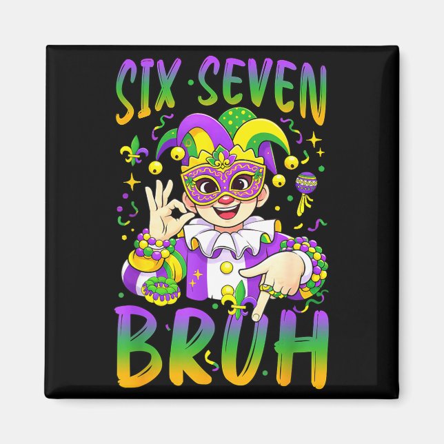 Imã Seis Sete Bruh Mardi Gras Leprechaun Bufa Chapéu F (Frente)