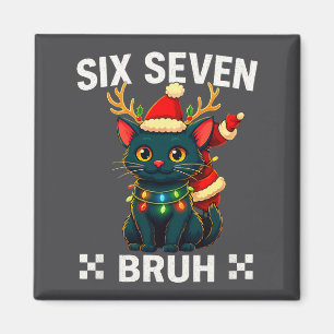 Imã Seis Sete Bruh Natal Gato Meme Divertido Papai Noe