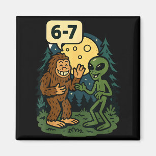 Imã Seis Sete Divertido Pé Grande E Alien 67 Meme Vira