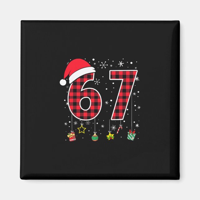 Imã Seis Sete Divertidos 6 7 Meme 67 Natal Xadrez Verm (Frente)