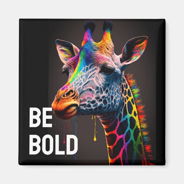 Imã Seja Bold Colorida Rainbow Giraffe Cute Zoo Animal (Frente)