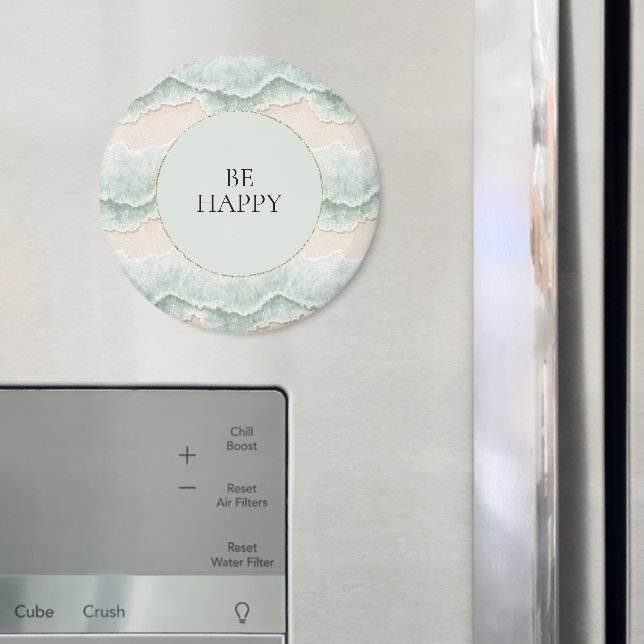 Imã Seja Feliz Círculo de Menta Praia Ondas Aqua (In Situ (Fridge))