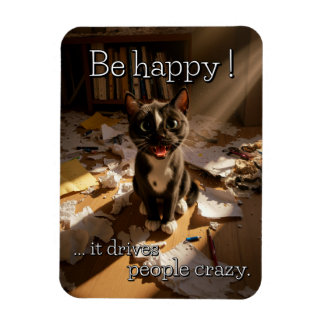 Ímã Seja Feliz Gato - Paper Mess Edition
