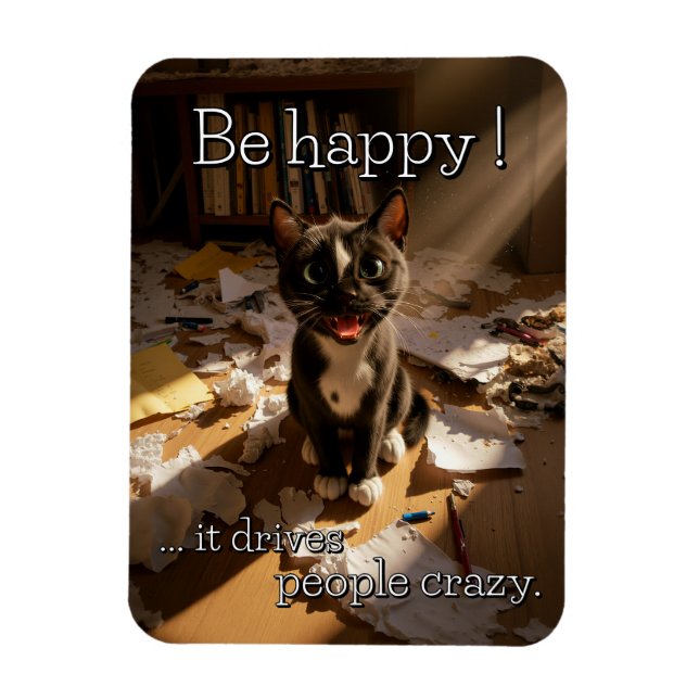 Ímã Seja Feliz Gato - Paper Mess Edition (Vertical)