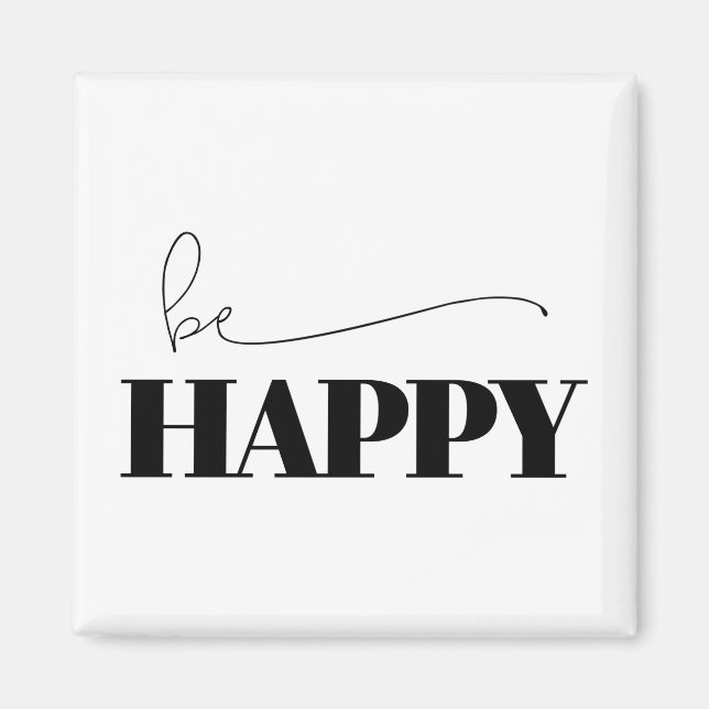 Imã Seja feliz tipografia (Frente)