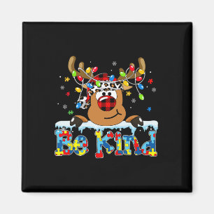 Imã Seja gentil com o Reindeer Vermelho Xadrez do Auti