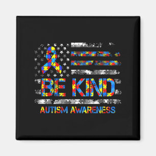 Imã Seja gentil consciência do autismo bandeira americ