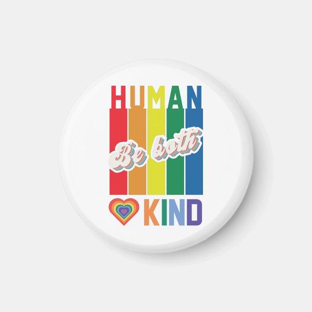 Imã Seja humano e gentil - Inspirado no Arco-Íris Vint (Frente)