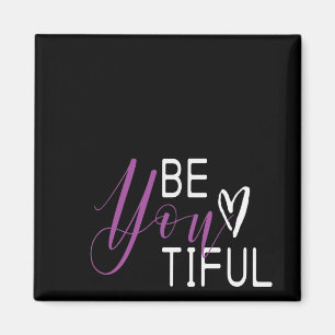 Imã Seja você a bela tipografia branca roxa-branca-neg