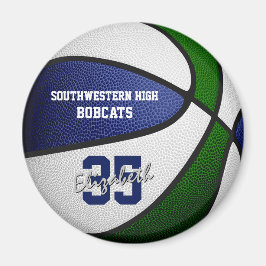 Imã seleção verde azul cores meninas basquetebol mascu