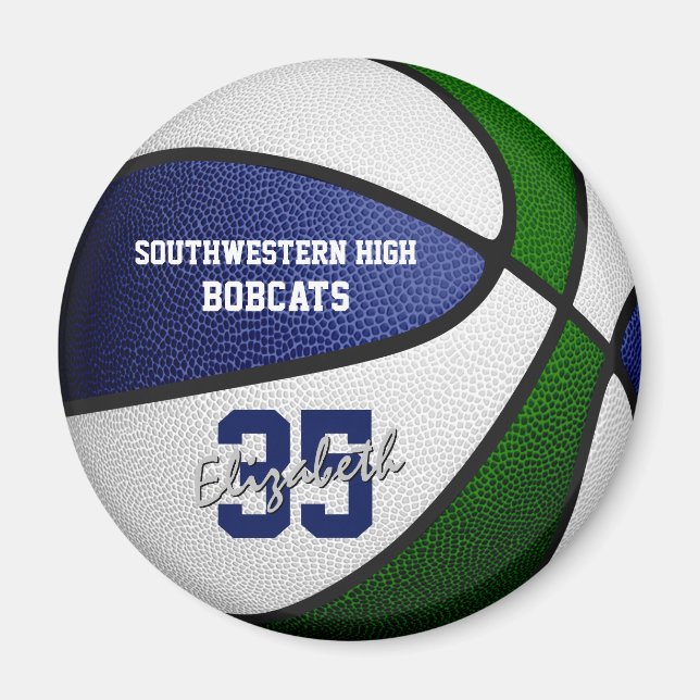 Imã seleção verde azul cores meninas basquetebol mascu (Frente)