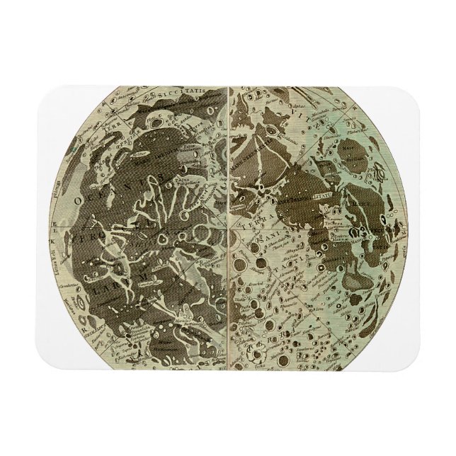 Ímã Selenografia de Bowles ou Mapa da Lua - 1780 (Horizontal)