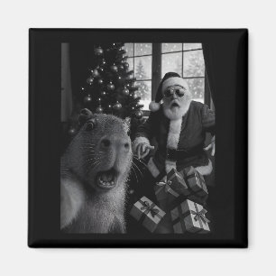 Imã Selfie de Capivara com Papai Noel Capivara Engraça