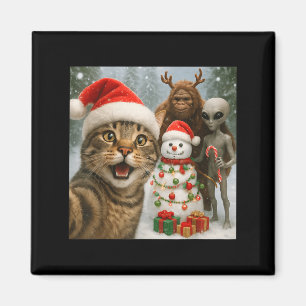 Imã Selfie De Gato De Natal Engraçado Com Alienígena D
