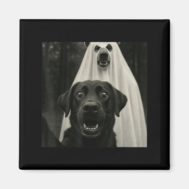 Imã Selfie de Halloween do Black Lab com Fantasia de F (Frente)