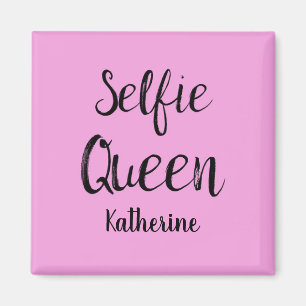 Imã Selfie Queen Name Personalised Pink