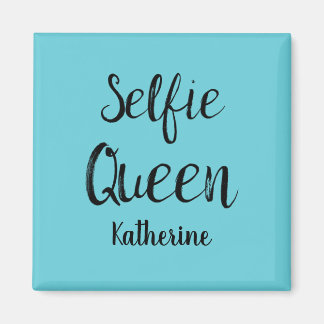 Imã Selfie Queen Name Personalised Turquoise Teal Blue