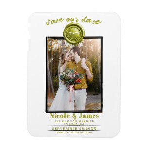 Ímã Selo de Cera Chartreuse Foto Casamento Save the Da