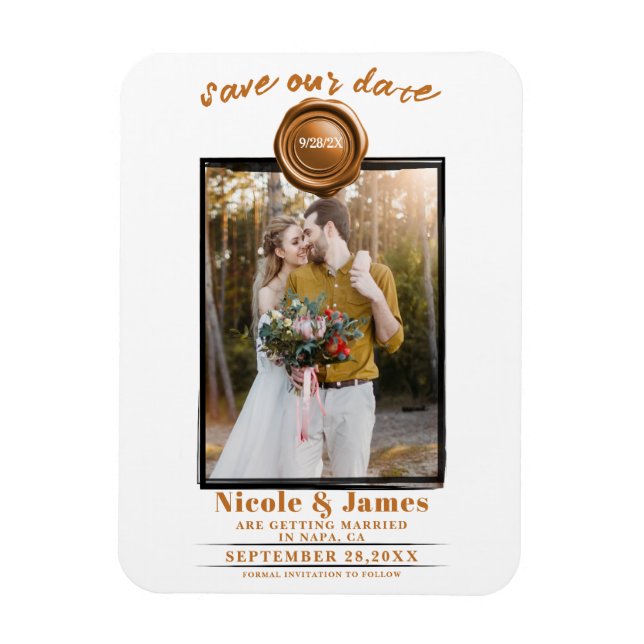 Ímã Selo de Cera de Tempero de Laranja Foto Casamento  (Vertical)