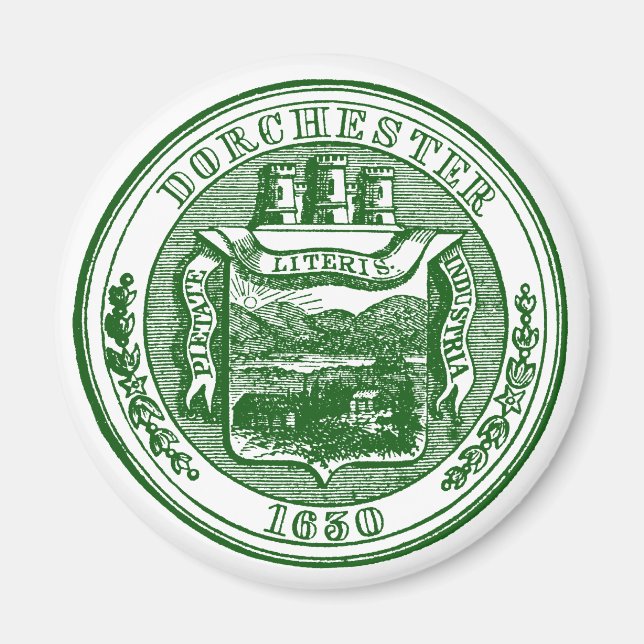 Imã Selo de Dorchester Massachusetts, verde (Frente)