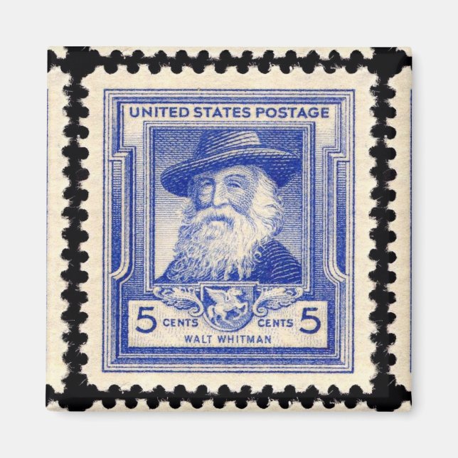 Imã Selo postal comemorativo Walt Whitman dos EUA (Frente)