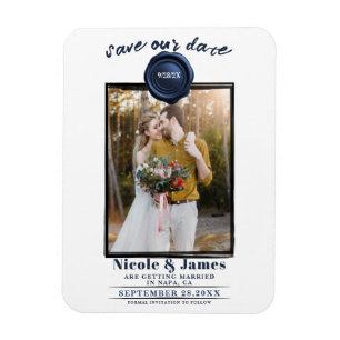 Ímã Selos de Cera Azul Safira com Foto para Casamento 