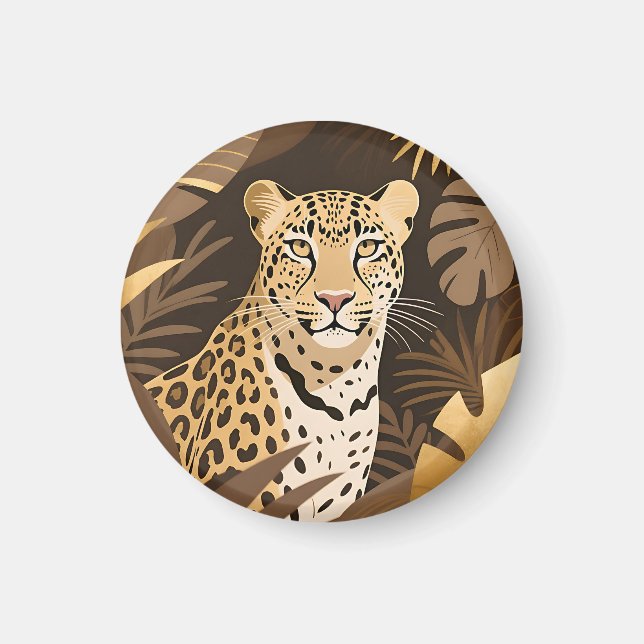 Imã Selva Boho da Onça Dourada Vida Selvagem (Frente)