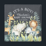 Imã Selva de Chalkboard Animais Chá de fraldas Favorec<br><div class="desc">Maravilha de cotovelo para um chá de fraldas neutro. Altere o plano de fundo clicando em personalizar e usar o nosso selecionador de cores!. Itens correspondentes disponíveis em nosso compro.</div>