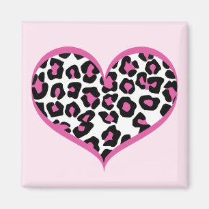 Imã Selvagem em Heart Leopard Print
