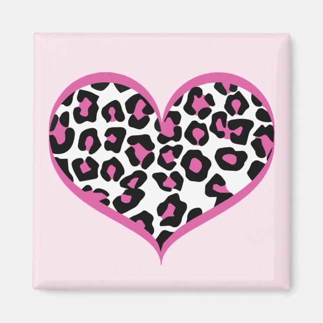 Imã Selvagem em Heart Leopard Print (Frente)