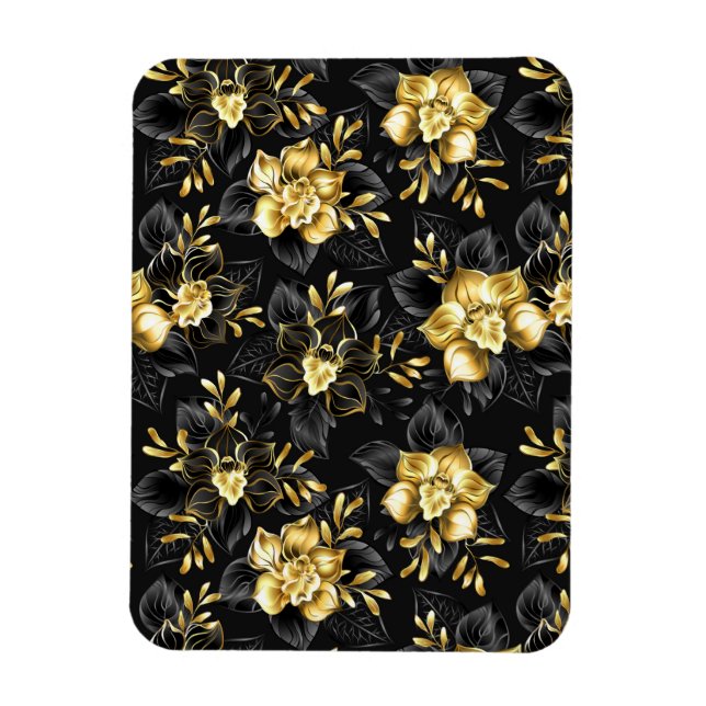 Ímã Sem costura com orquídeas de joalharia (Vertical)
