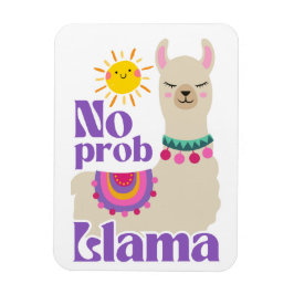 Ímã Sem Prob-Llama, Cute Llama Festivo Sunny