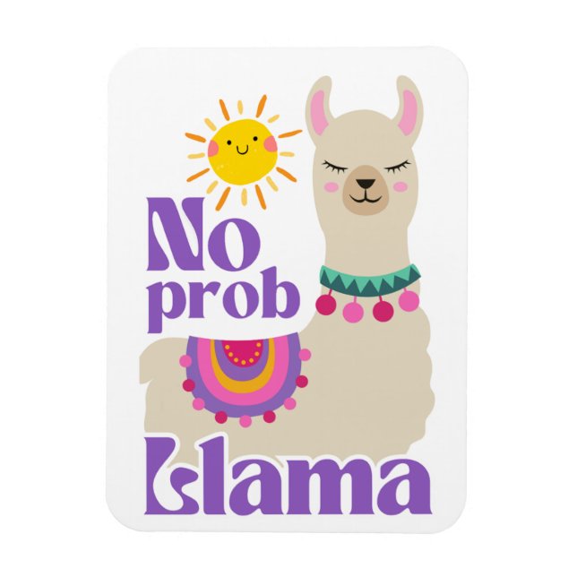 Ímã Sem Prob-Llama, Cute Llama Festivo Sunny (Vertical)