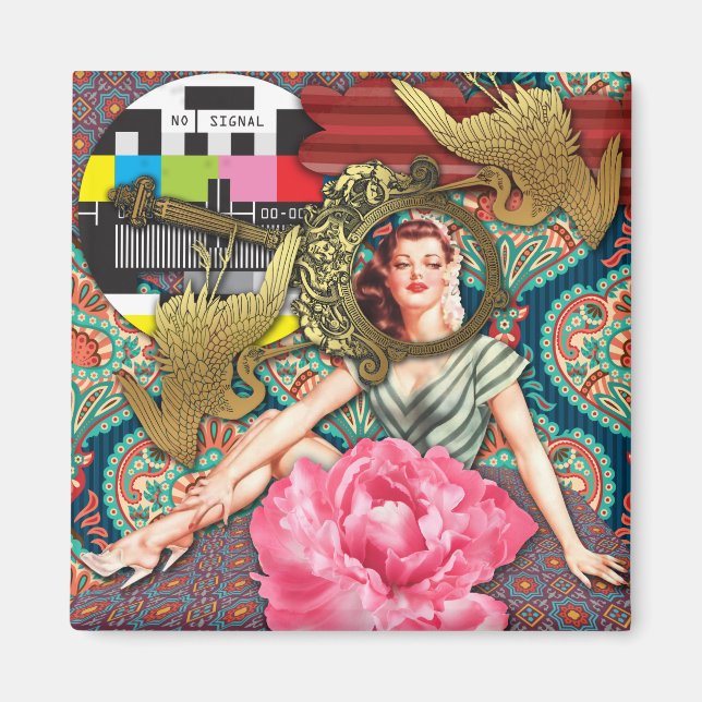 Imã Sem sinal - Colagem digital de senhora barata (Frente)