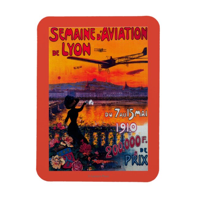 Ímã Semaine d' Aviation De Lyon Poster vintage (Vertical)