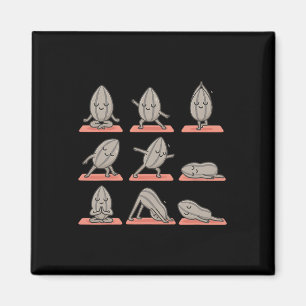 Imã Semente de Girassol Fazendo Yoga Vegana Kawaii Zen